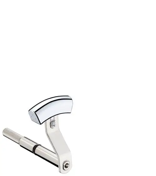 Hansgrohe Umstellhebel mit gebürsteter Oberfläche, im Design eines sanften Bogen mit einem verchromten Griff. Geeignet für die Anpassung von Wasserströmen.